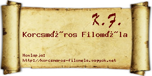 Korcsmáros Filoméla névjegykártya